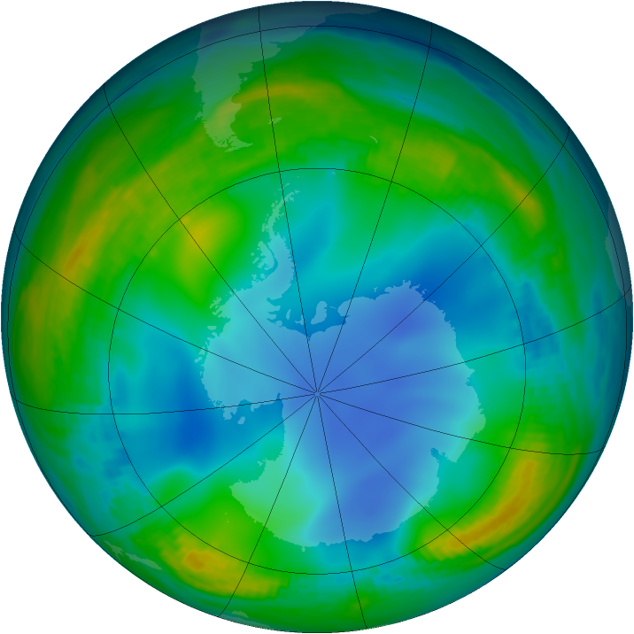 Antarctic ozone map for 11 June 1986